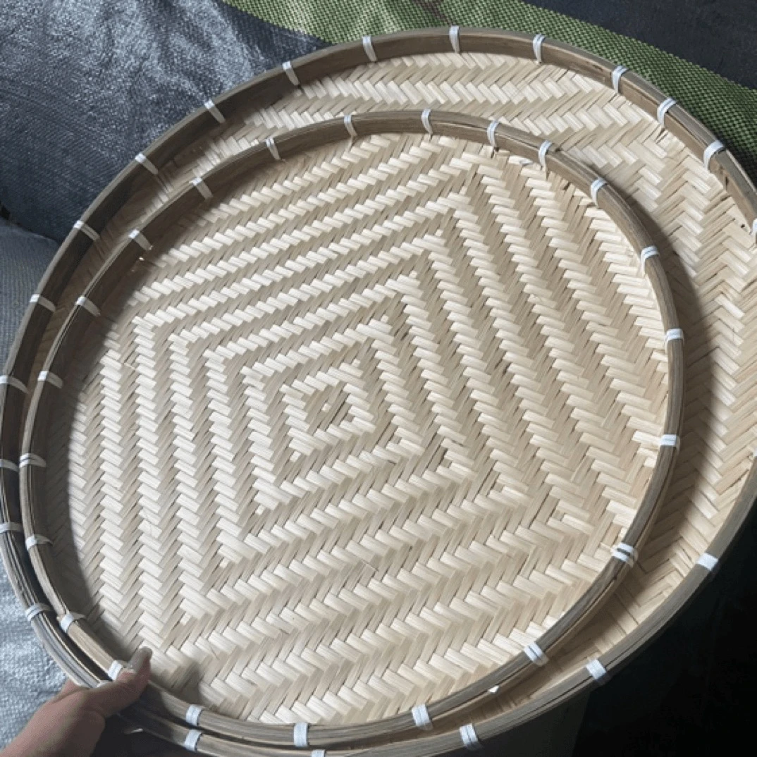 竹编菱纹晾晒簸箕50厘米+60厘米 2个