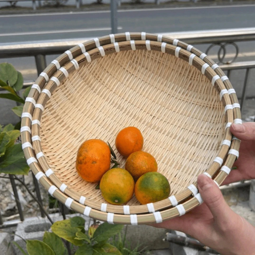 手工竹编馒头筐33/36厘米发2个