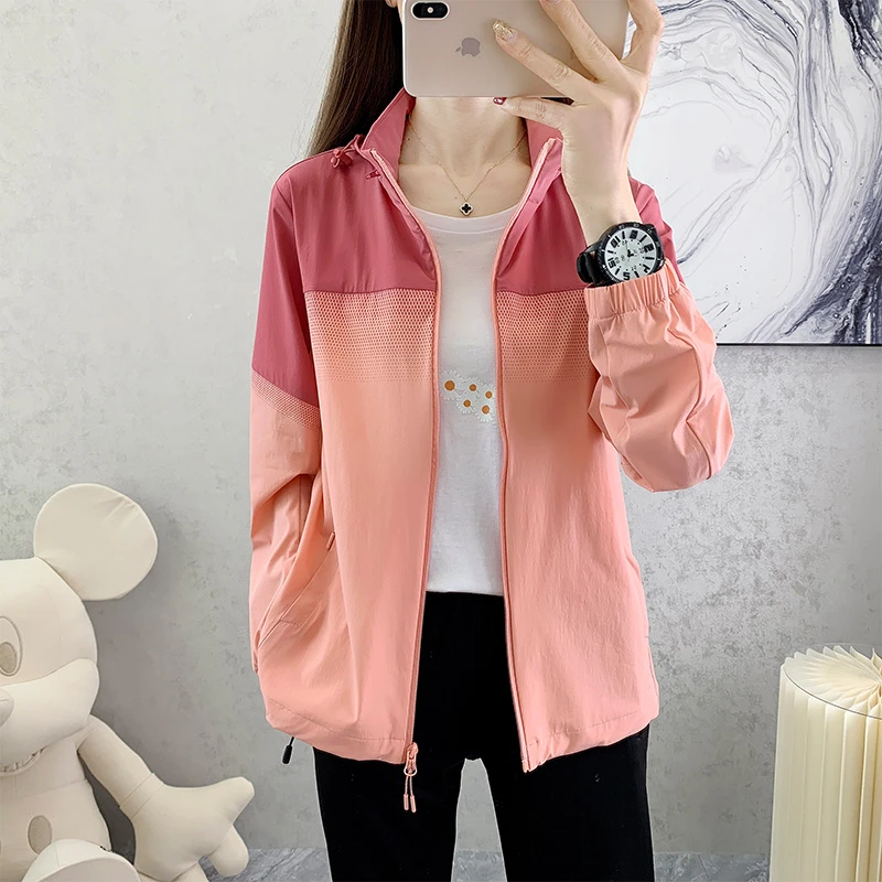 斯匹特夏季新款连帽防晒衣女款冰丝轻薄防紫外线皮肤衣透气薄款