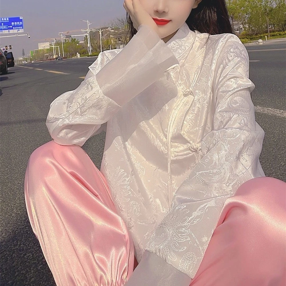 DXJ定制女装--国风国潮盘扣衬衣百搭宽松2118