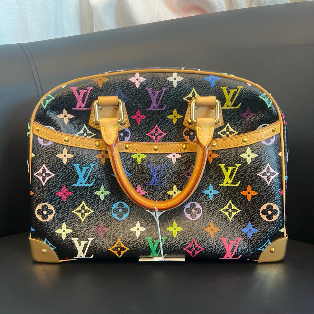 95新 LouisVuitton/路易威登 黑三彩珍妮小号波士顿手提包