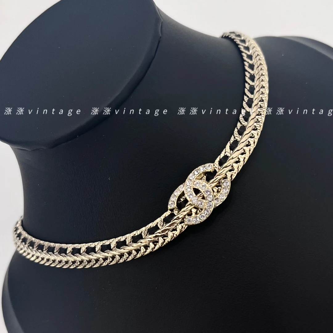 全新未使用 Chanel/香奈儿 皮穿链项链