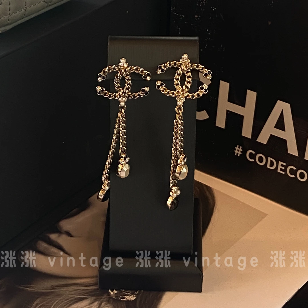 99新 Chanel/香奈儿 20p双c挂坠耳环