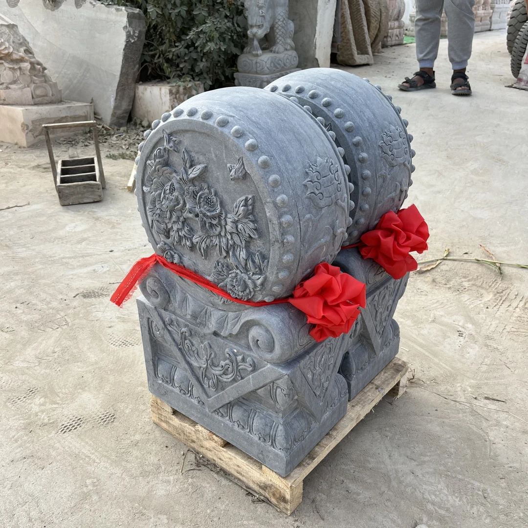 石雕室内复古门墩抱鼓石青石材质大号门口摆件手工创意摆设雕刻