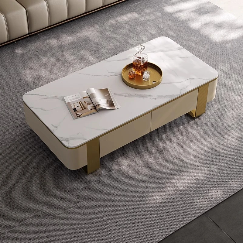 轻奢现代岩板茶几电视柜组合简约大气长方形客厅家用高端岩板茶几