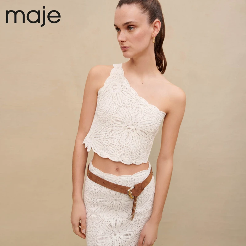 【搭搭专属】Maje女装法式气质优雅斜肩镂空针织衫上衣MFPTO00900