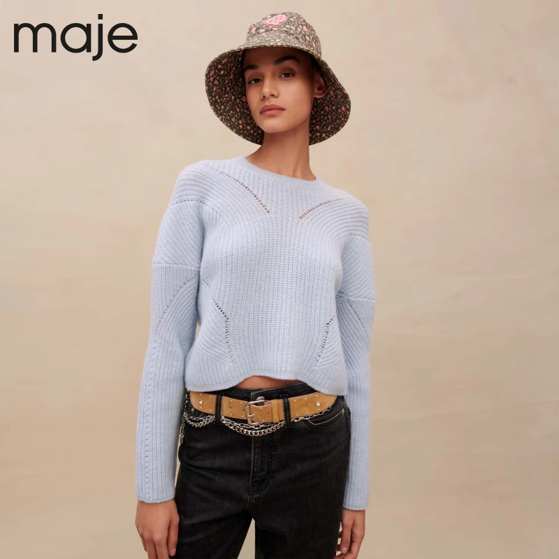 【下架】流光风|Maje高级感镂空羊毛混纺针织衫毛衣MFPPU00558
