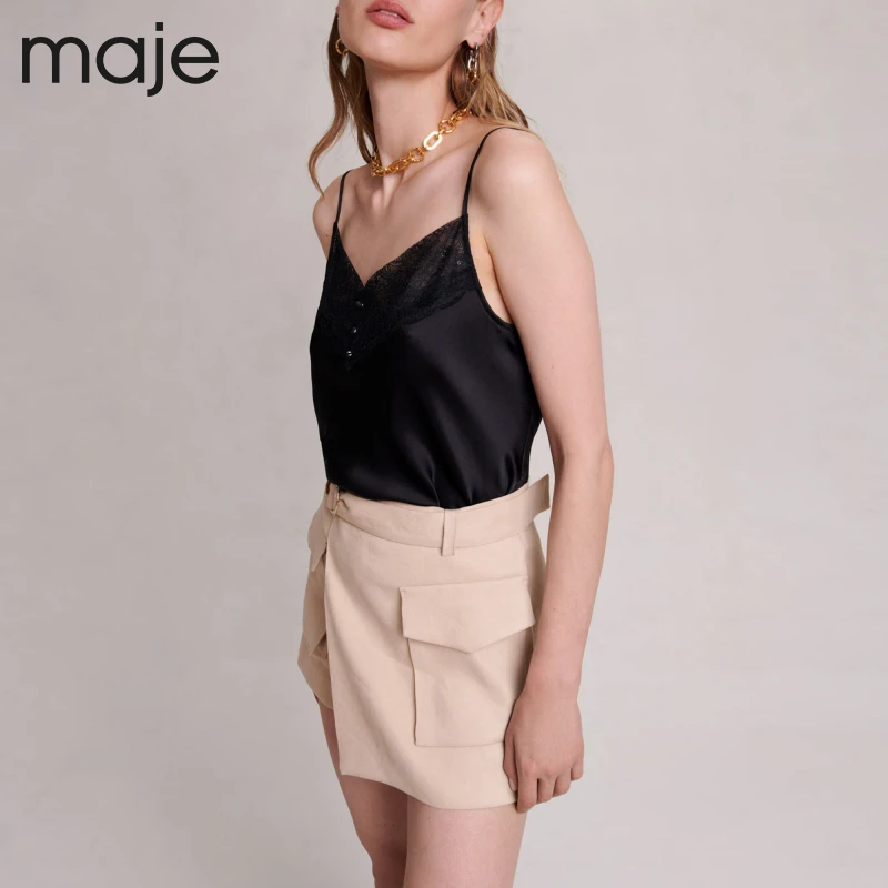 【待】Maje女装法式时尚设计感工装风休闲裤修身显瘦短裤MFPSH00486