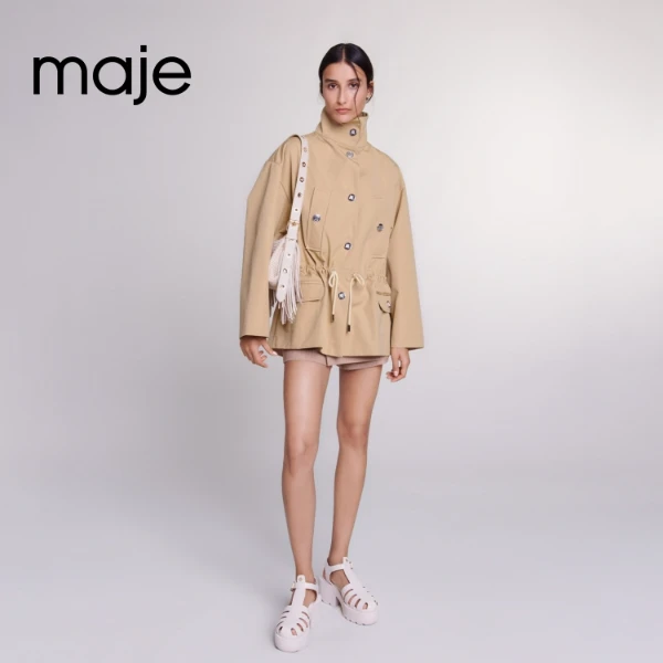 【搭搭专属】Maje巴恩风时尚美拉德系带收腰外套上衣MFPOU01198