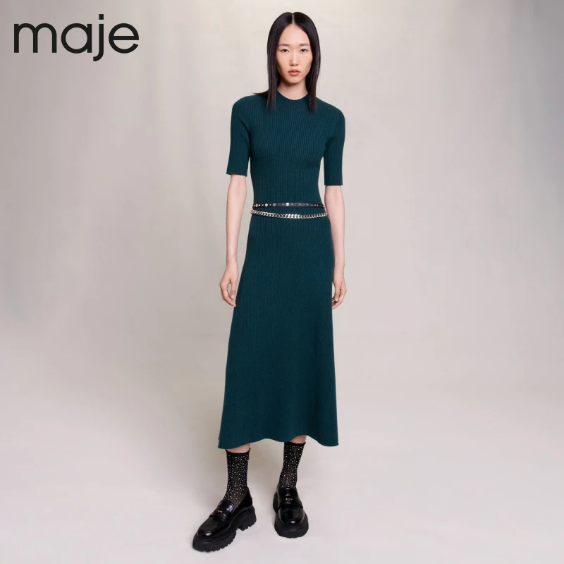 【待】【专享款】Maje春秋新款女装高级感露背针织连衣裙MFPRO03244