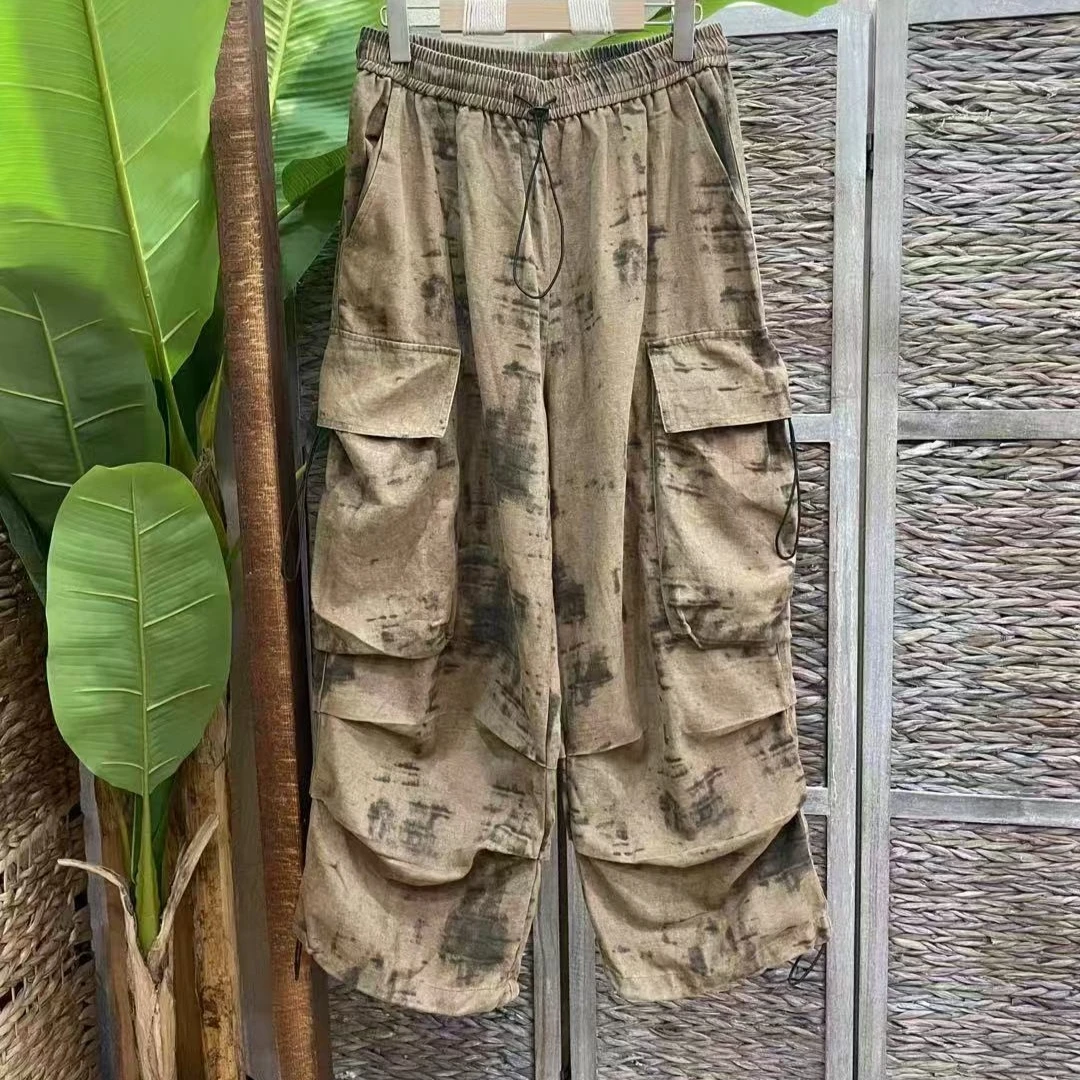 休闲慵懒秋款个性工装侧口袋宽松版灯笼裤（两个色均码）