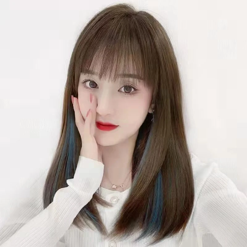 假发女中长发自然全头套式减龄锁骨发圆脸造型仿真挑染洋气假发套