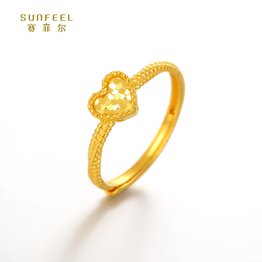 SUNFEEL/赛菲尔【十七店】足金5G金心形仿钻戒指5GJ00223