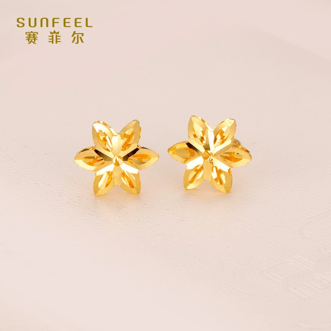 SUNFEEL/赛菲尔【十三店】足金999.9六瓣花耳钉RCA00135