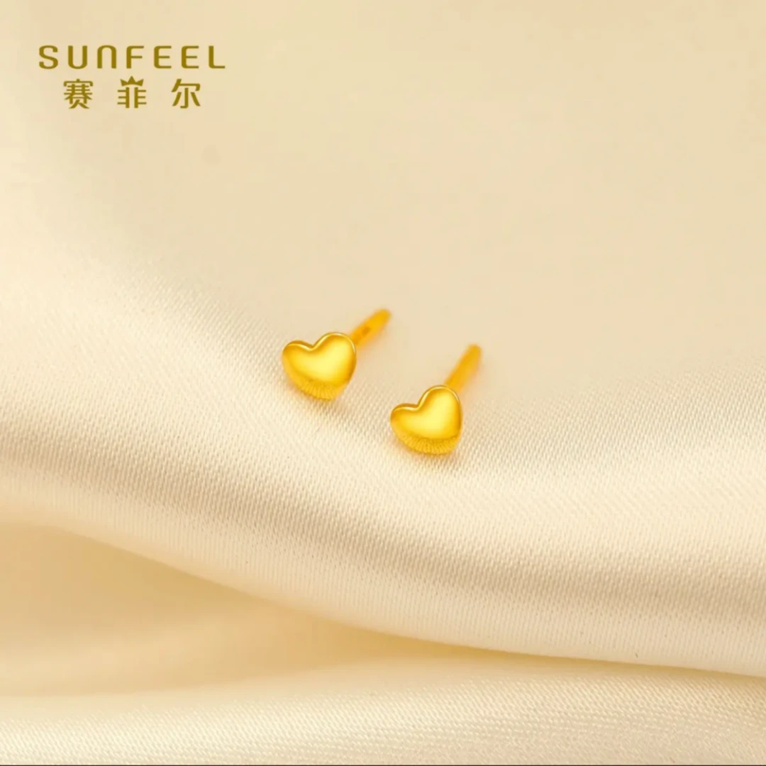 SUNFEEL/赛菲尔【优选店】足金优雅小心心指针耳钉RCA00158
