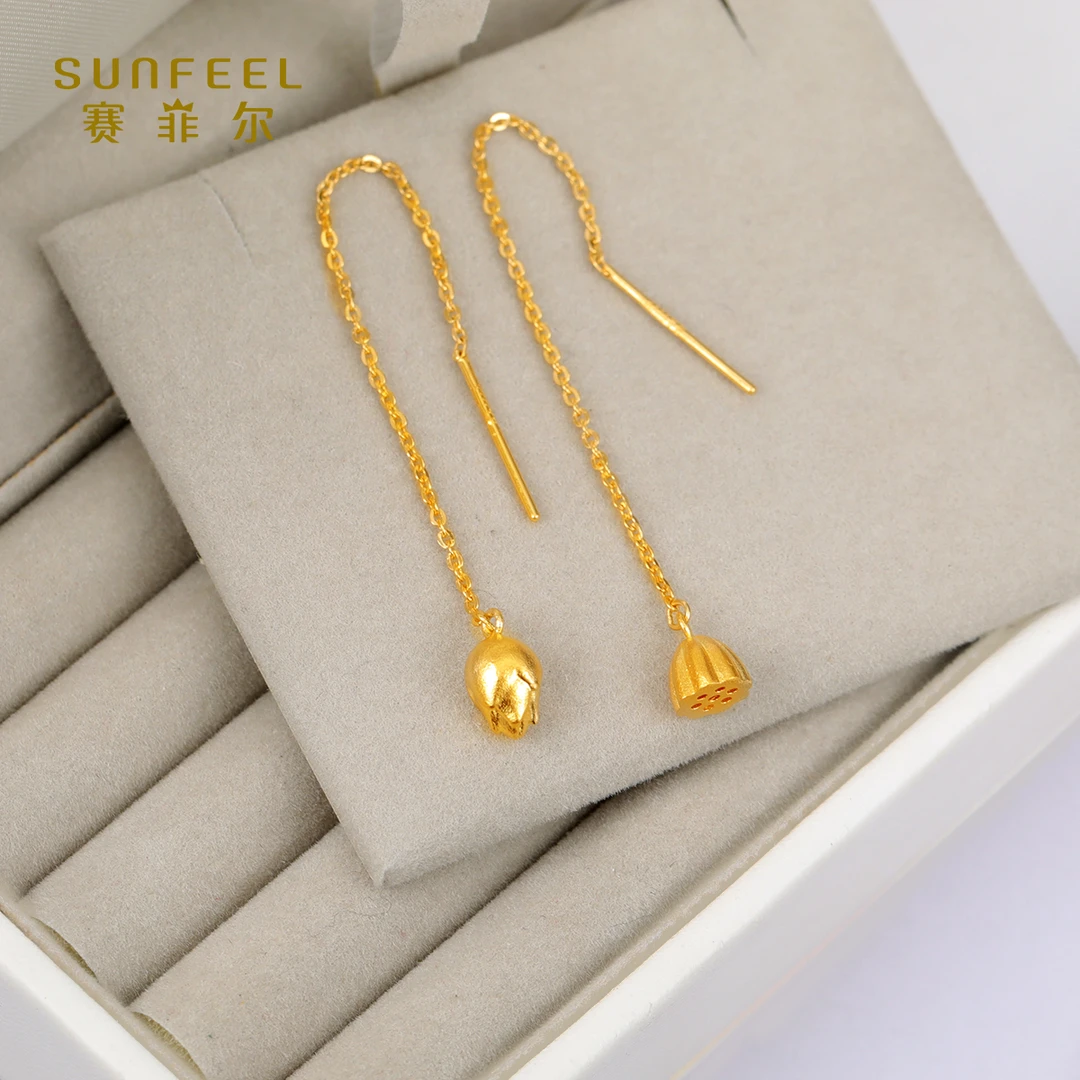 SUNFEEL/赛菲尔【优选店】足金优雅两世欢耳线EDA00158
