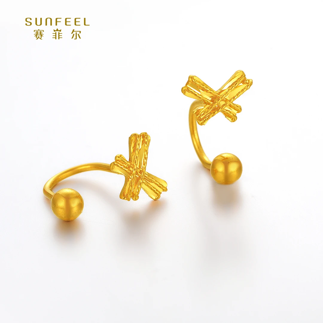 SUNFEEL/赛菲尔【优选店】足金5G蝴蝶结U型耳钉5GE00362