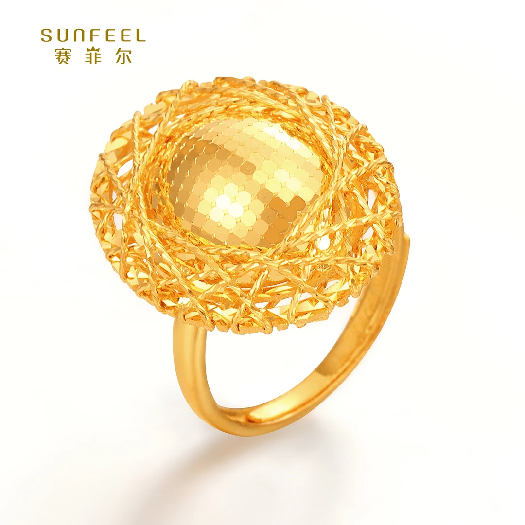 SUNFEEL/赛菲尔【十八店】足金闪光金拉丝款戒指HJ01020571
