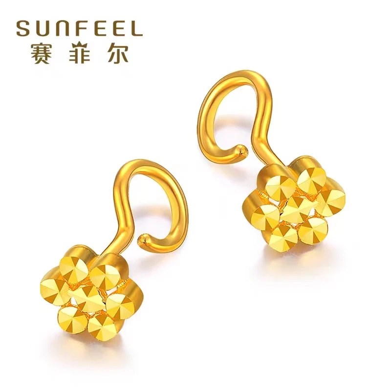 SUNFEEL/赛菲尔【优选店】足金时尚仿钻车花耳钉RDA00674