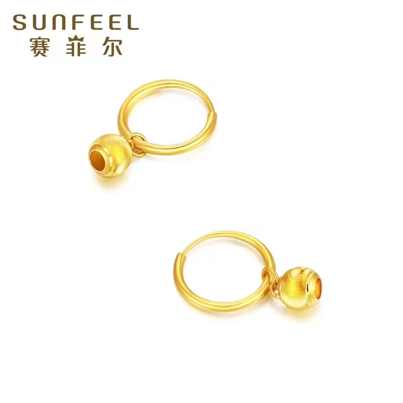 SUNFEEL/赛菲尔【优选店】足金优雅999.9CNC猫眼珠耳吊ESA00110