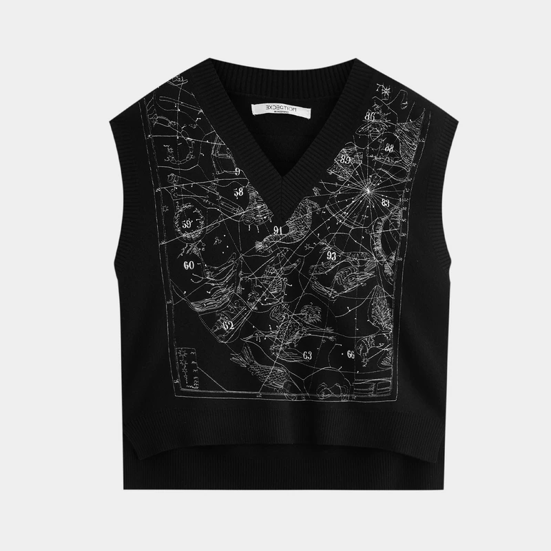 EXCEPTIONV领毛织刺绣马甲AC22-O2E12