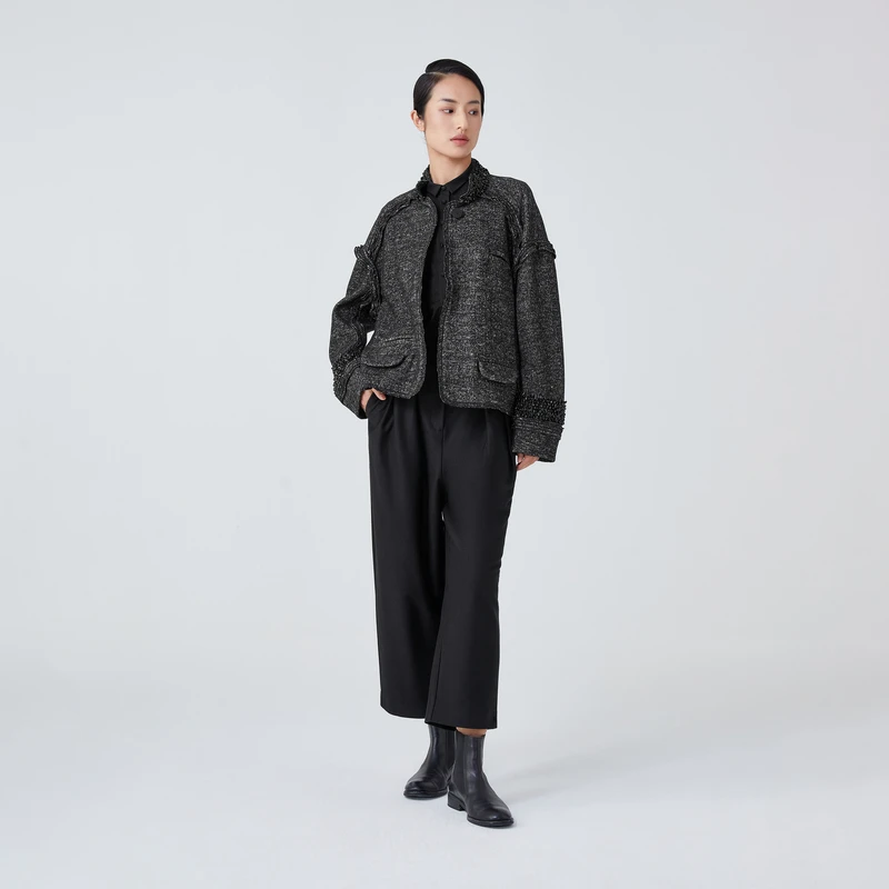 EXCEPTION九分绣花阔腿裤A023-Y3G02