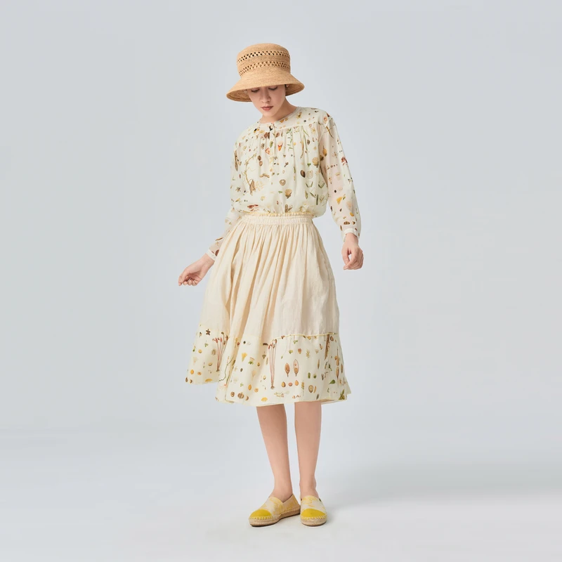 EXCEPTION抽褶拼接半裙AB22-C1K02