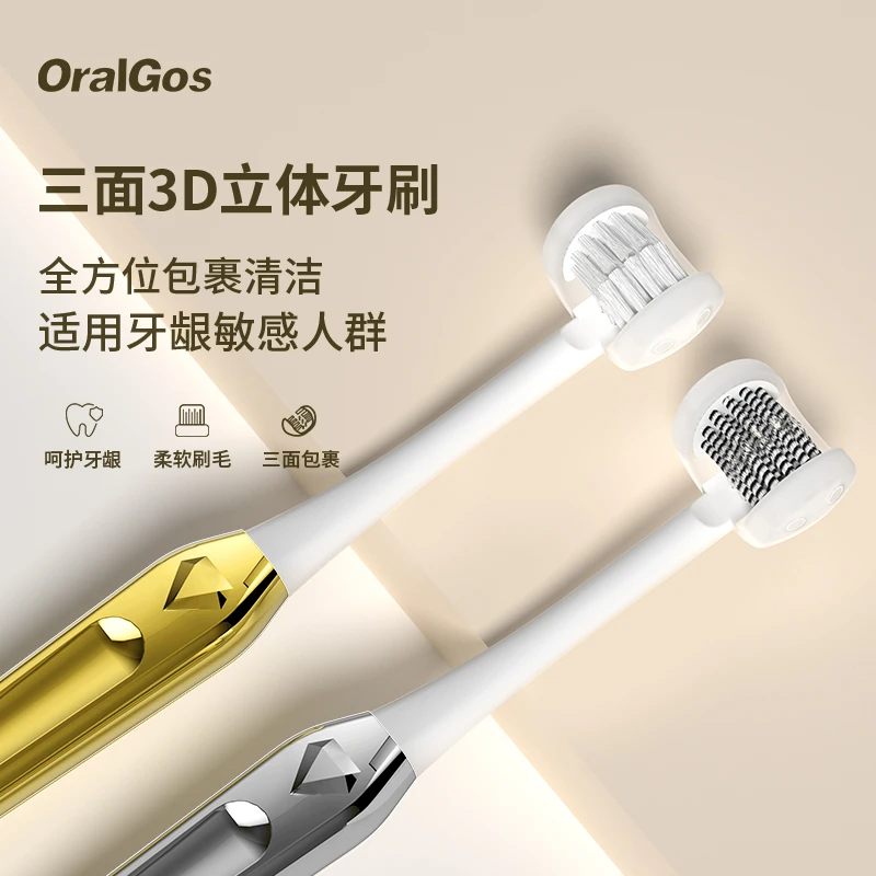 【独立包装】三面牙刷中硬毛立体清洁牙刷高档家用牙刷独立包装