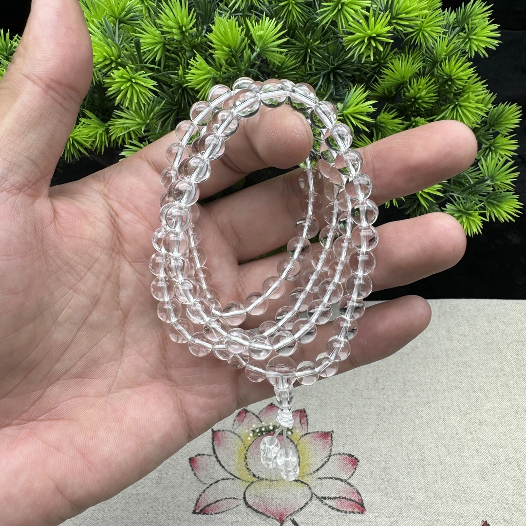 天然白水晶 108颗白水晶 巴西全净体 时尚复古精美老型珠手持念珠
