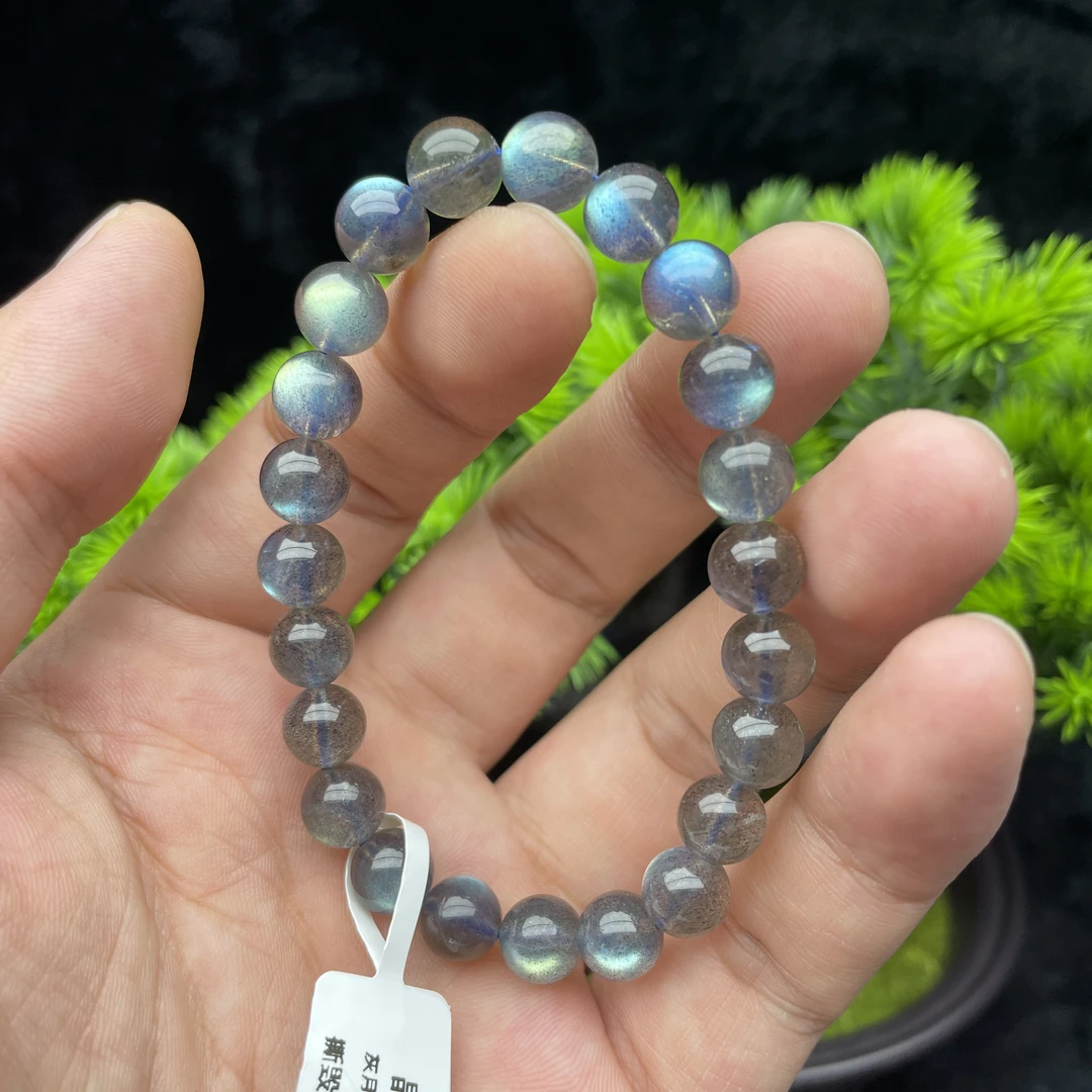天然灰月光星空灰月光石单圈手串手链蓝彩光强光闺蜜同款灰色百搭