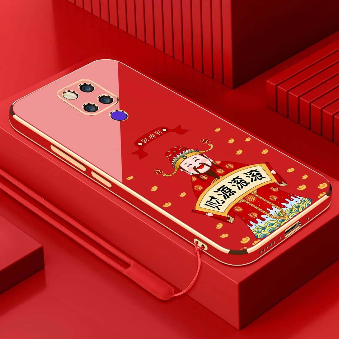 电镀财源滚滚华为mate20x手机壳全包防摔软壳【镜头保护+送挂绳】