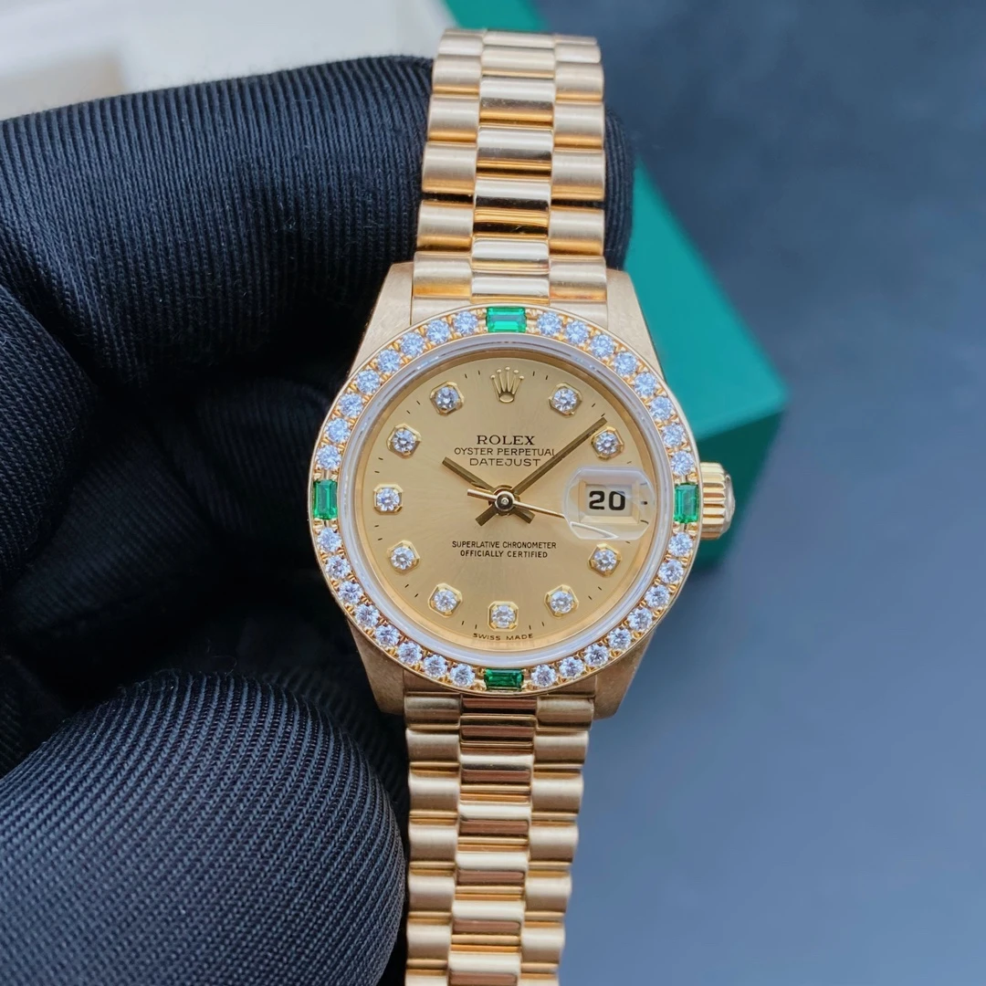 99新 Rolex/劳力士 日志69078/金盘/机械女表/表径26mm