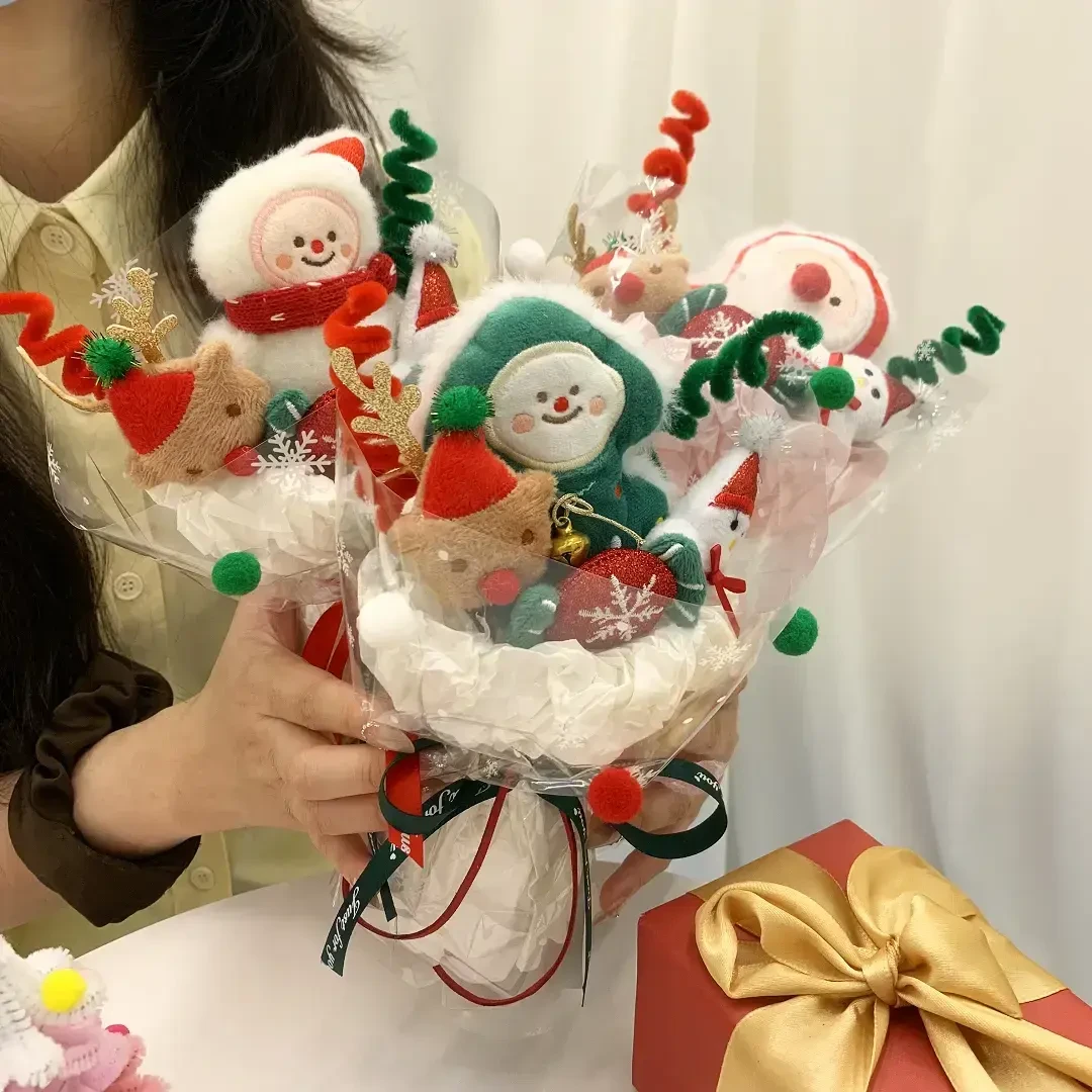 圣诞节圣诞老人玩偶花束卡通圣诞平安夜玩偶礼物装饰花束摆件礼物