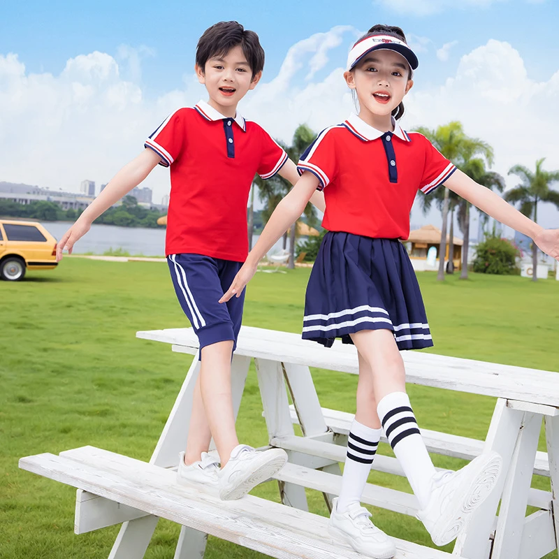 幼儿园园服夏款学院风套装中小学生毕业服班服儿童运动服两件套潮