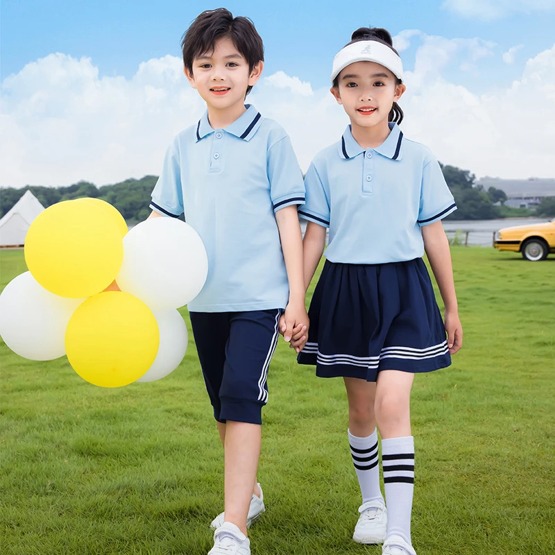 幼儿园园服夏款套装儿童大班毕业照班服小学生蓝色运动校服初中生