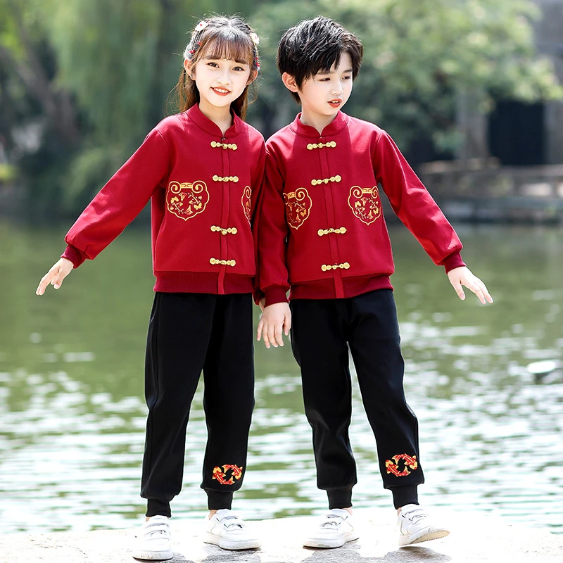 幼儿园园服春秋装中国风唐装小学生校服儿童汉服民族风表演国学服