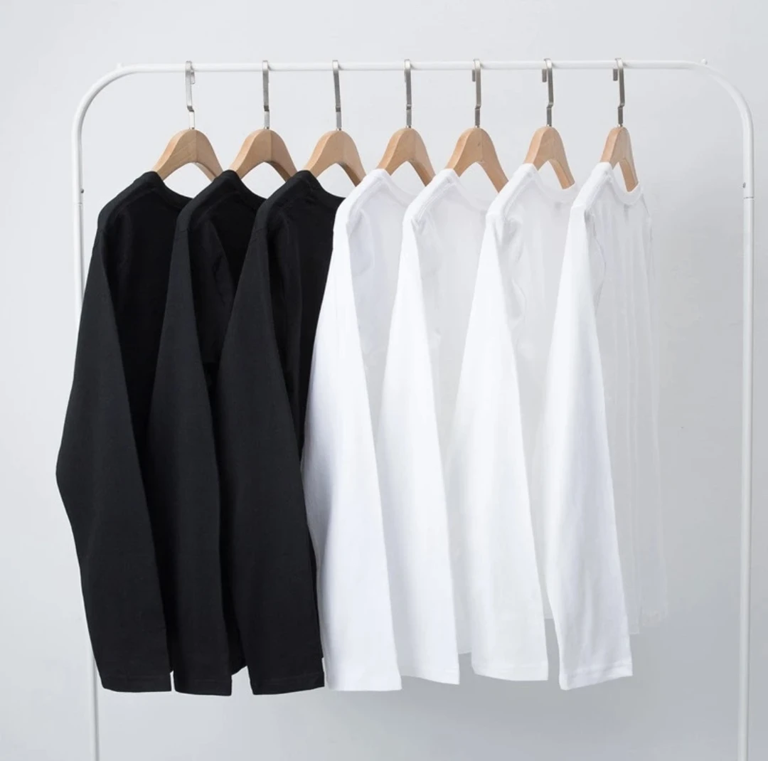 一件不简单的新疆长绒棉白色纯棉圆领大码长袖T恤休闲百搭打底衫