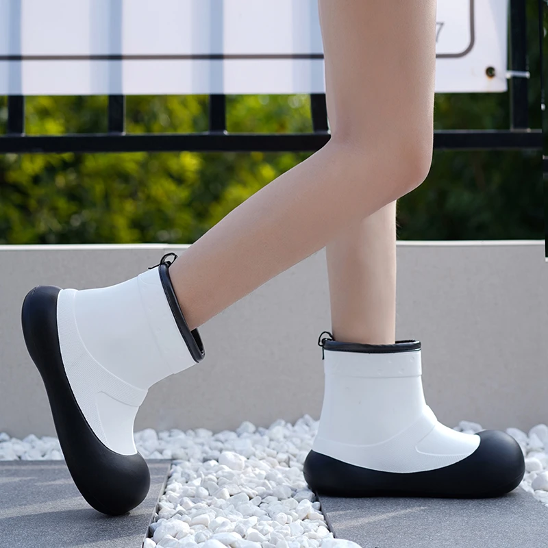 冬季时尚雨鞋女款防滑防水学生加绒短筒水鞋泡沫雨靴Z加厚eva雨靴