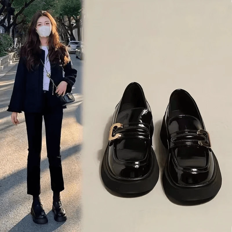 【H2025】厚底乐福鞋乐福鞋女2025新款美拉德软底英伦风厚底小皮鞋q