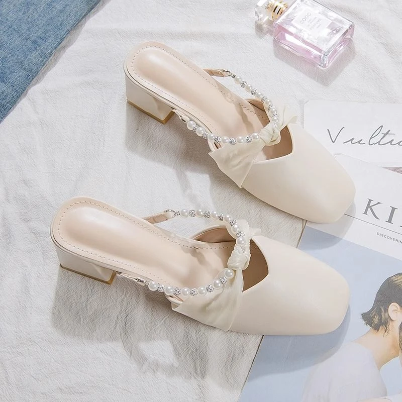 【S2025】粗跟包头凉鞋女2025年夏新款百搭仙女风单鞋玛丽珍鞋女z