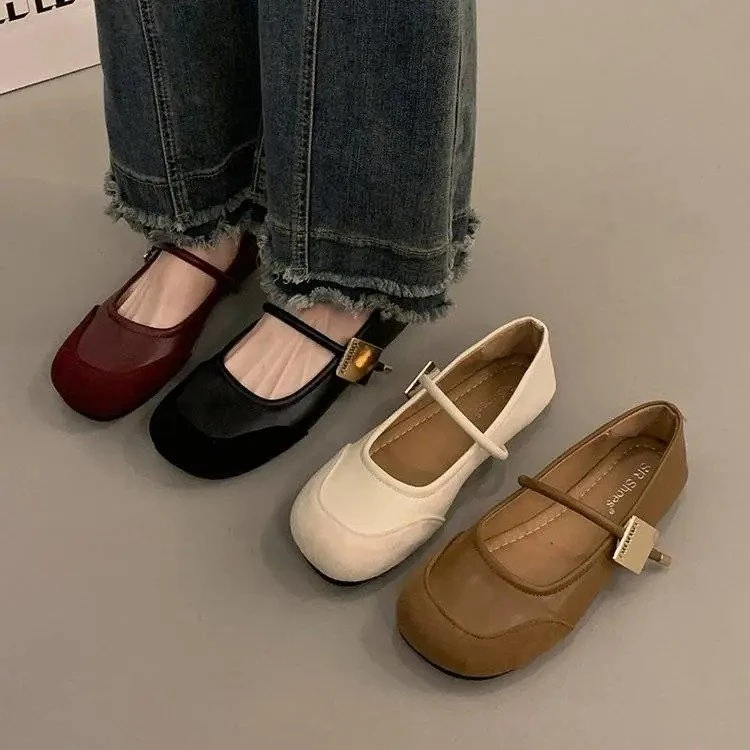 玛丽珍仙女小皮单鞋女2025新款春秋夏季晚晚风温柔平底奶奶鞋q