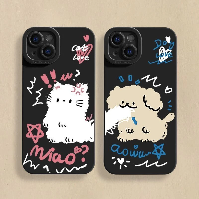 线条小狗苹果15手机壳荣耀100OPPOreno11适用VIVOs18小米13一加12