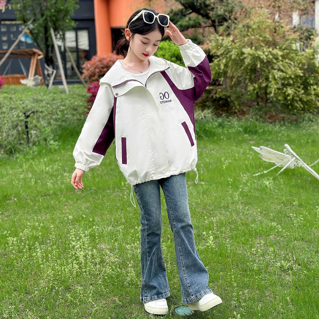 女童外套春款2024新款洋气儿童韩版百搭上衣中大童春秋休闲冲锋衣