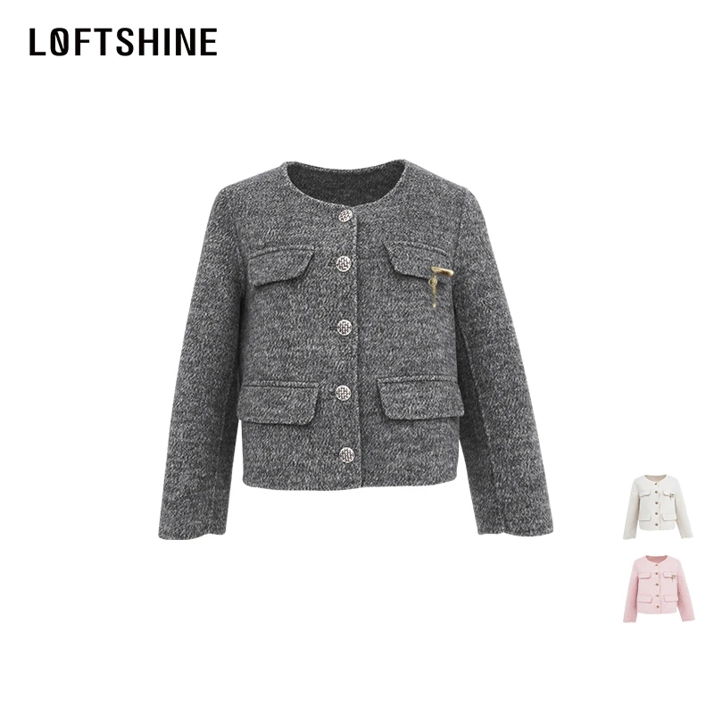 LOFTSHINE珞炫时尚百搭长袖外套2023秋季新品小香风轻奢法式上衣