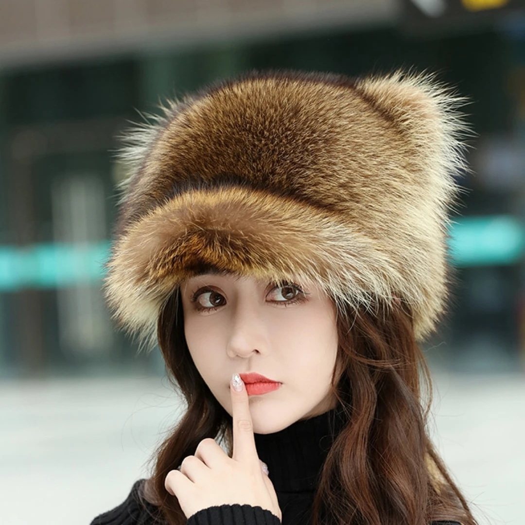 美洲貉小浣熊帽子皮草护耳帽百搭儿童成人韩版加厚加绒防风