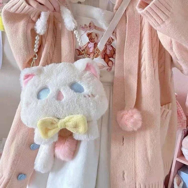 2022新款潮秋冬lolita包单肩幽幽猫可爱毛绒玩偶手提斜跨包女A58