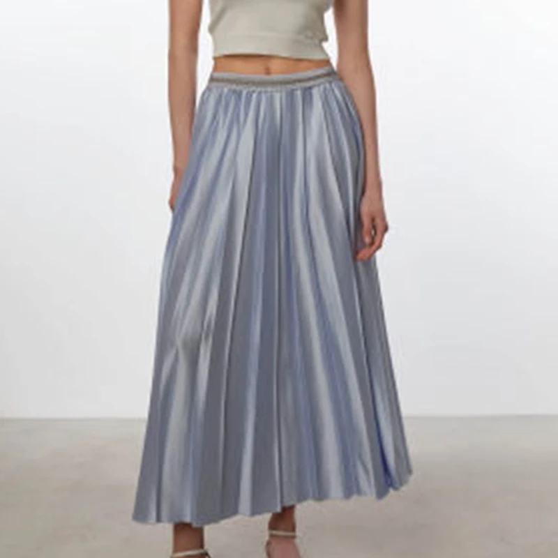 PS210405秋季新款半身裙显瘦气质垂感大摆百搭简约宽松中长款