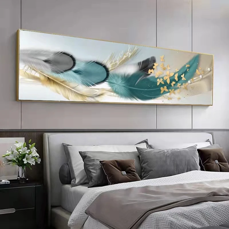 升级版-床头画-【全羽毛款】晶瓷画晶瓷镶钻卧室床头画