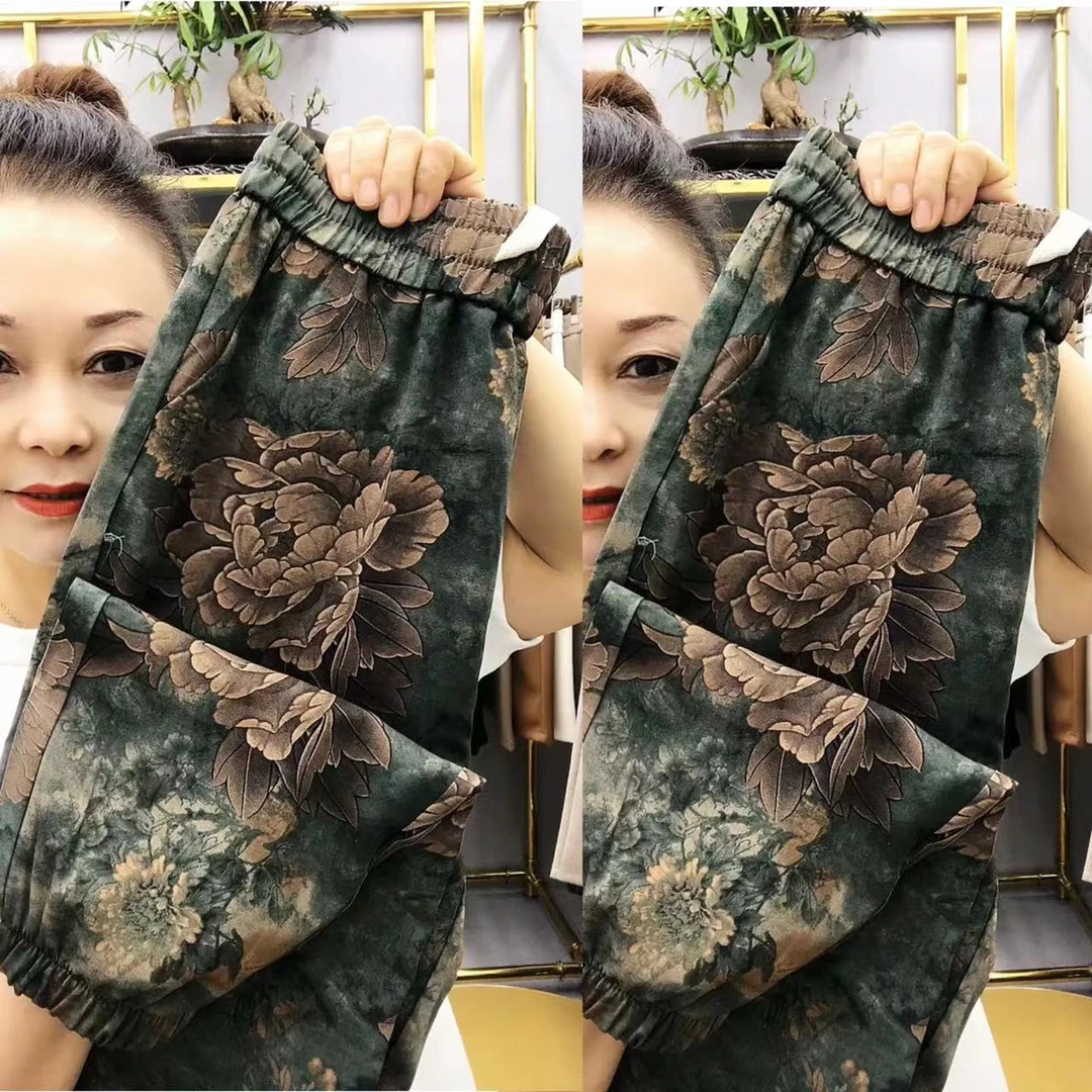 碎花九分直筒休闲裤女夏季薄款宽松百搭小个子哈伦速干显瘦凉凉裤