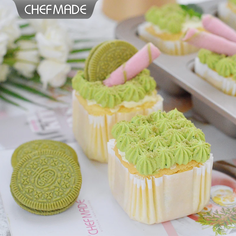 学厨 耐高温4号方形蛋糕纸杯纸托纸垫马芬纸杯100个/盒烘焙包装